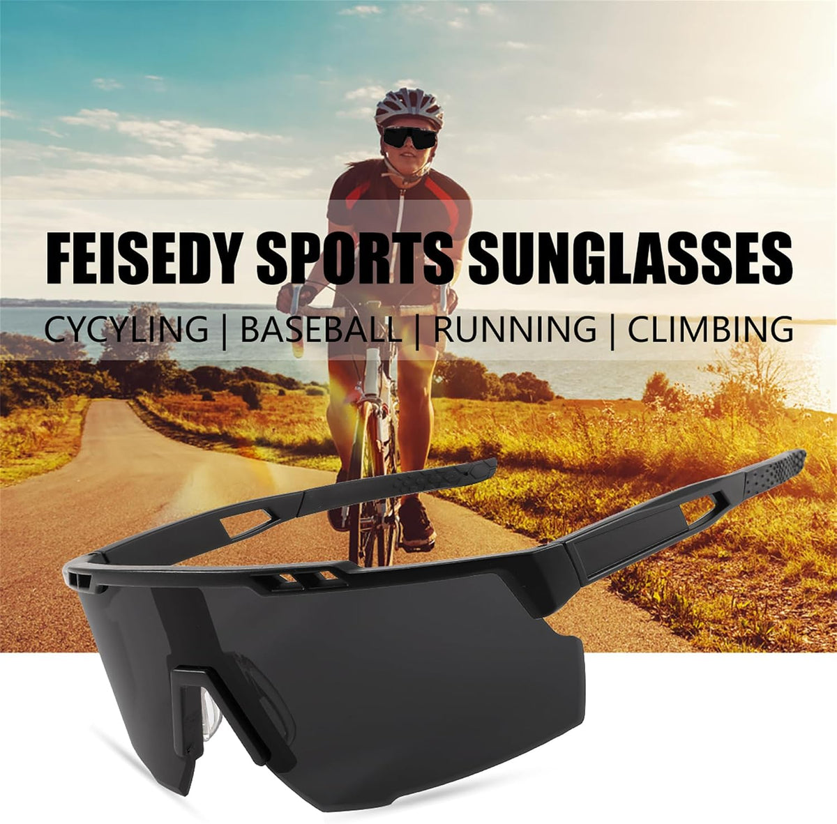 ÉÌƷͼƬ 6 | B0CBRSHNT3 | FEISEDY Sports Sunglasses for Men and Women, UV400 Protection Cycling Goggles Golf Baseball Driving Fishing B0022