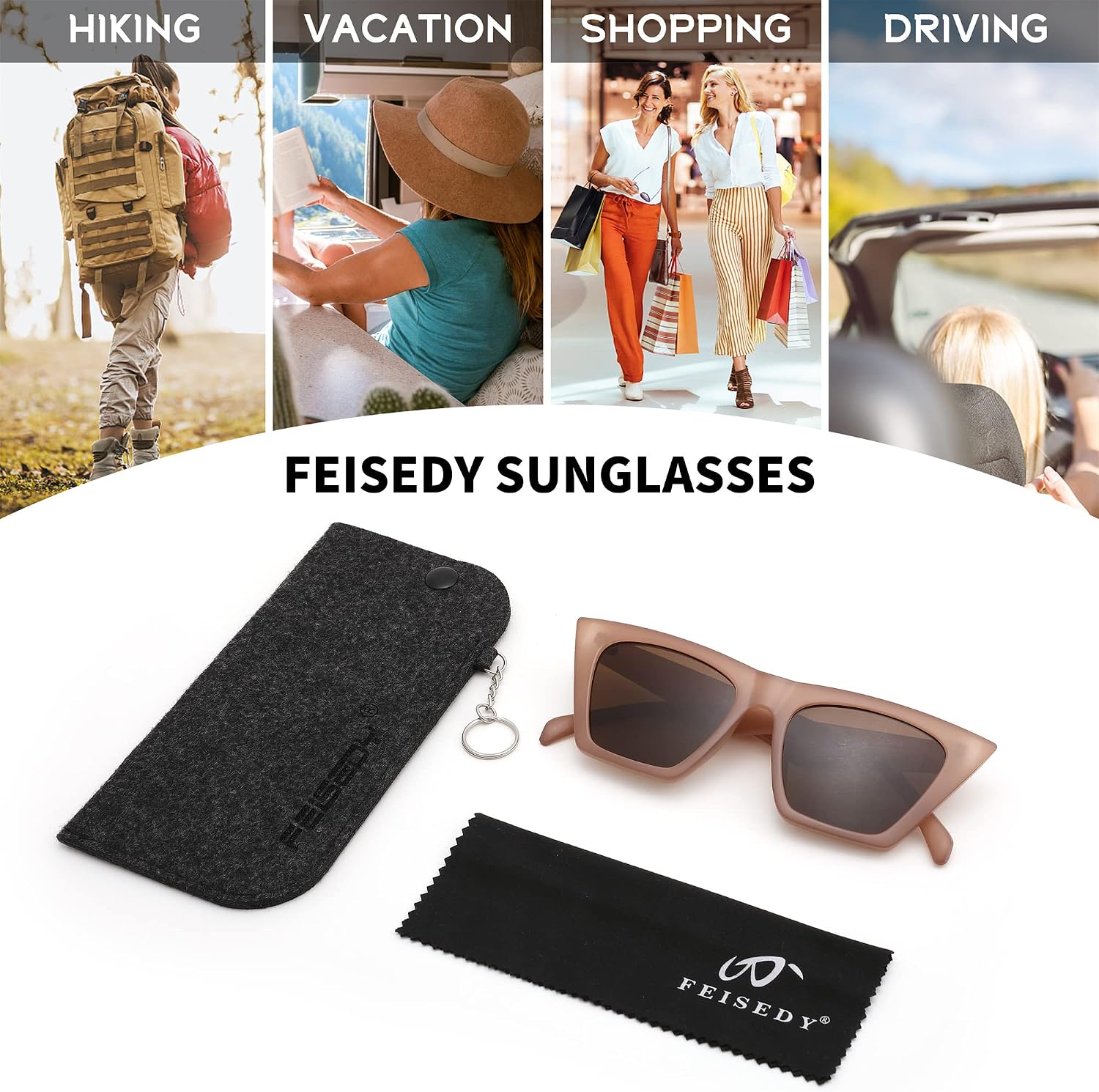 商品图片 23 | B0C5378735 | FEISEDY Vintage Square Cat Eye Sunglasses Women Trendy Cateye Sunglasses B2473