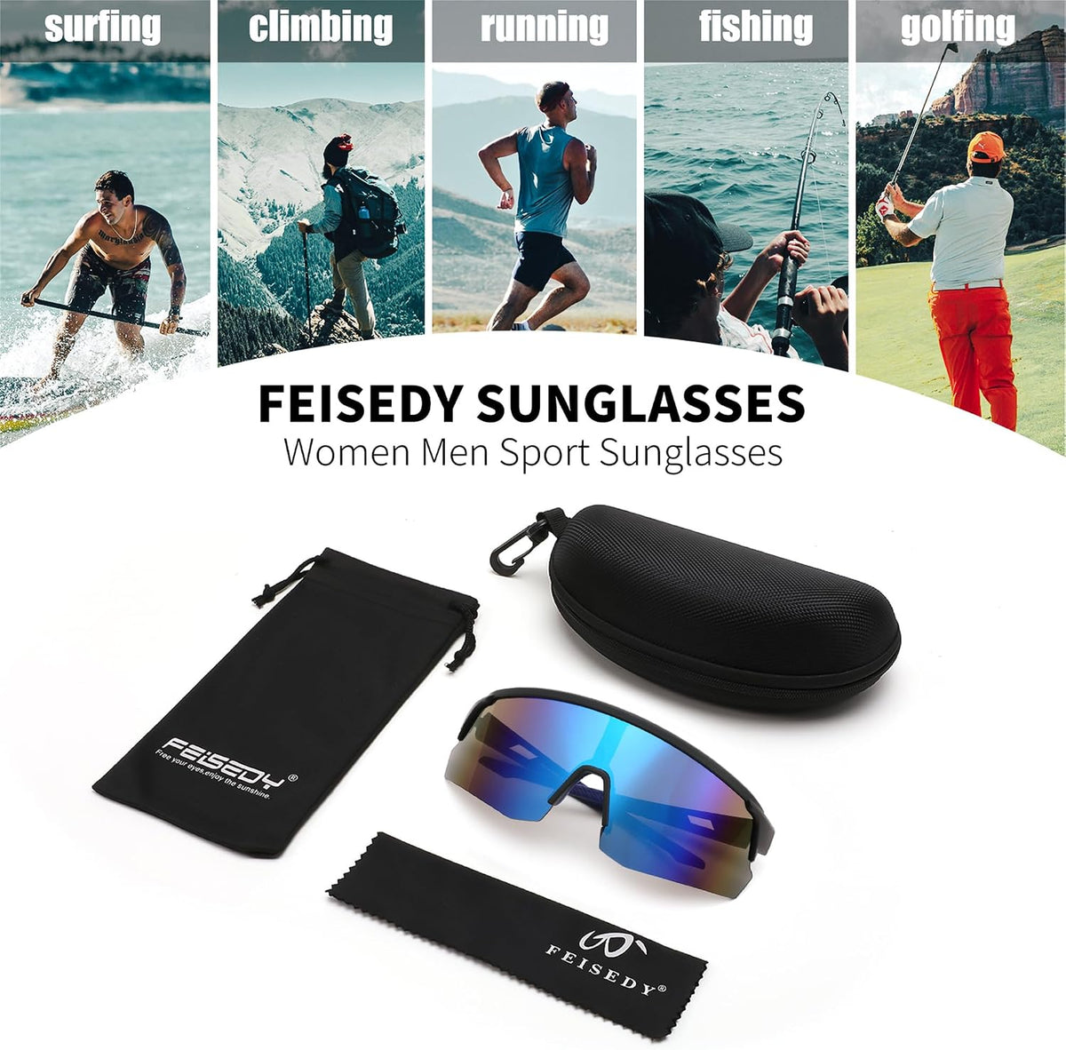 ÉÌƷͼƬ 30 | B0CSDCDBR7 | FEISEDY Cycling Sunglasses for Men Women, Sports Glasses for Youth Running Baseball Shades UV400 Protection B0108