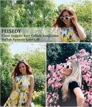 ÉÌƷͼƬ 88 | B074H8KFSZ | FEISEDY Sunglasses White Oval Clout Goggles for Women Men Retro Round Trendy Rimmed Clueless Costume Frame B2253