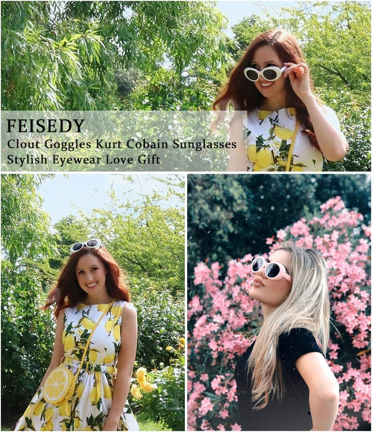 ÉÌƷͼƬ 88 | B074H8KFSZ | FEISEDY Sunglasses White Oval Clout Goggles for Women Men Retro Round Trendy Rimmed Clueless Costume Frame B2253