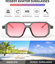 ÉÌƷͼƬ 23 | B09YTJ4FQZ | FEISEDY Vintage Square 70s Flat Aviator Sunglasses Women Men Classic Retro Stylish Frame UV400 Sunglasses B2622