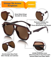 ÉÌƷͼƬ 26 | B0CDGNN3ZN | FEISEDY Vintage 70s Aviator Sunglasses Men Women Classic Retro Trendy Large Frame UV400 Sun Glasses B0030