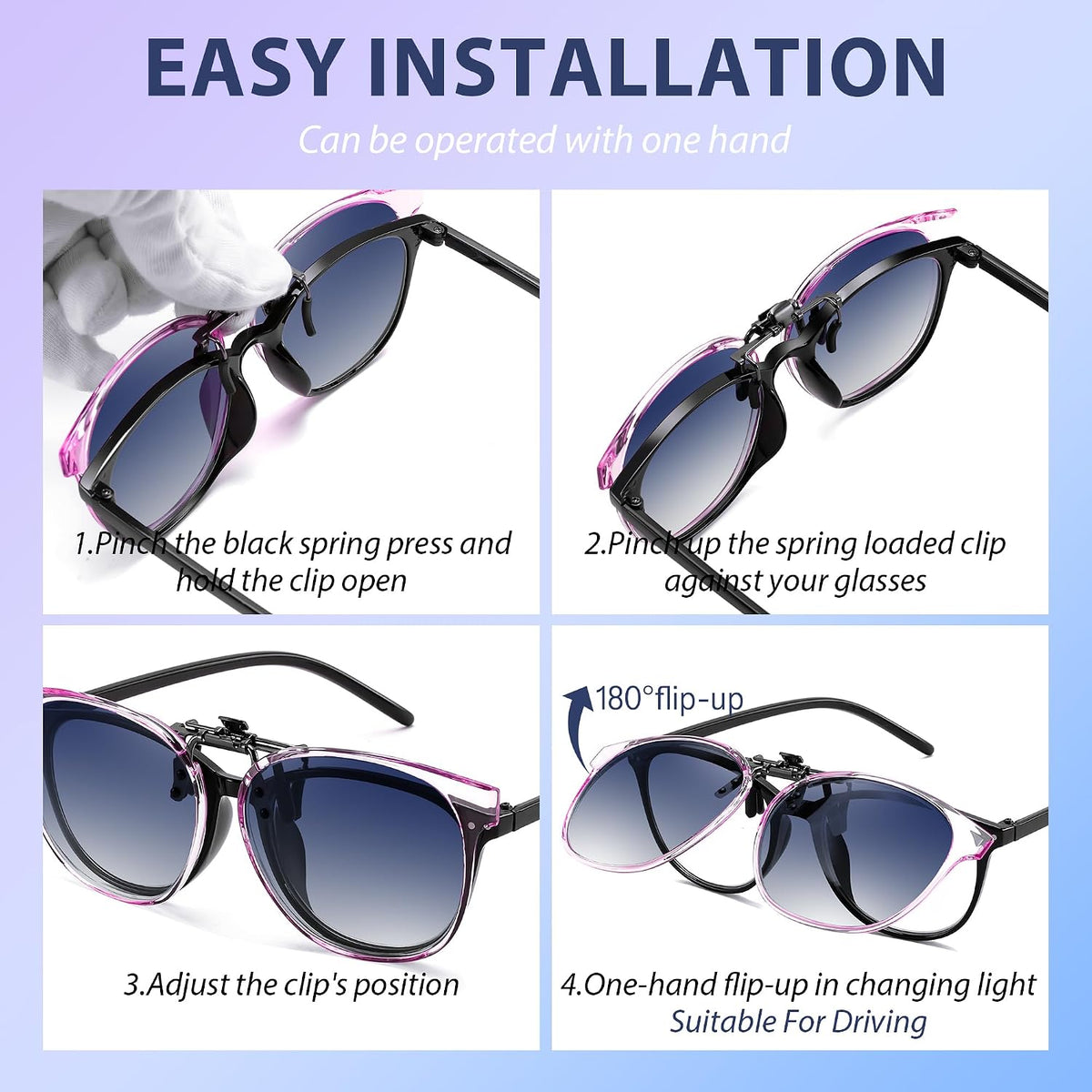 商品图片 19 | B0HDSX3PVB | FEISEDY Polarized Flip-Up Clip On Sunglasses Over Prescription B0486