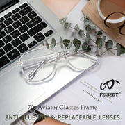 ÉÌƷͼƬ 23 | B09WZY6VWN | FEISEDY 70s Aviator Glasses Frame Blue Light Blocking Glasses Oversized Square Computer Glasses Women Men B2888