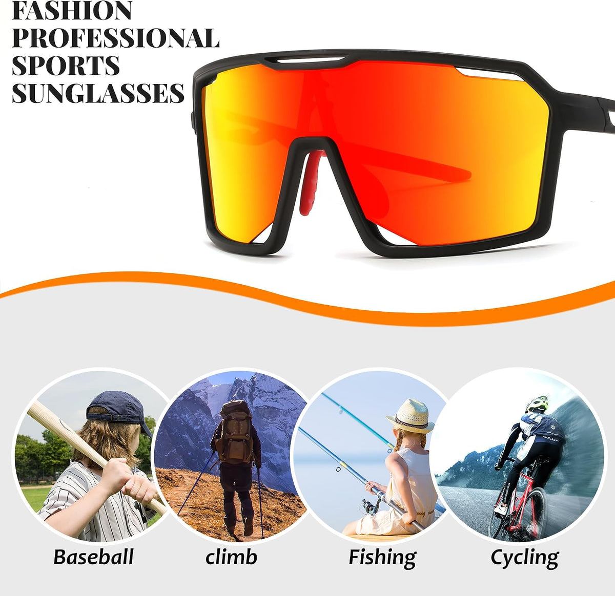 ÉÌƷͼƬ 13 | B0D2XDTT5X | FEISEDY Sports Cycling Sunglasses for Men Women, UV400 Protection Baseball Running Fishing Biking B0168