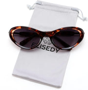 Leopard Frame + Gradient Grey Lens / 52 Millimeters | B0GX97ZBLX | FEISEDY Cat eye Sunglasses for Women and Men UV400 Protection, Retro Trendy Classic Sunnies B0436