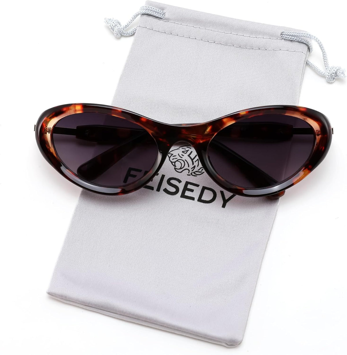 Leopard Frame + Gradient Grey Lens / 52 Millimeters | B0GX97ZBLX | FEISEDY Cat eye Sunglasses for Women and Men UV400 Protection, Retro Trendy Classic Sunnies B0436