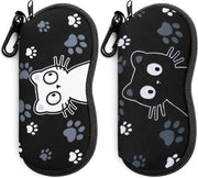Black Cat + White Cat | B0GFYDDD2Y | FEISEDY 2Pack Sunglasses Soft Case Ultra Light Neoprene Zipper Portable Eyeglass Pouch with Belt Clip B0385