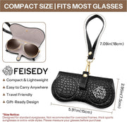 ÉÌƷͼƬ 27 | B0H4QTYMQP | FEISEDY Soft Crocodile Textured Leather Sunglass Bag, Portable Glasses Pouch With Button Clip Wrist Strap B0366