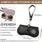 商品图片 27 | B0H4QTYMQP | FEISEDY Soft Crocodile Textured Leather Sunglass Bag, Portable Glasses Pouch With Button Clip Wrist Strap B0366