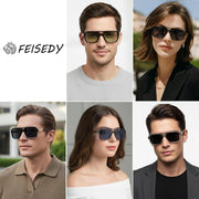 ÉÌƷͼƬ 5 | B0GLG5HZ1L | FEISEDY Retro Square Aviator Sunglasses for Men Women B0390