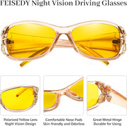 ÉÌƷͼƬ 85 | B081YY5RM3 | FEISEDY Classic Womens Night Glasses Driving Anti Glare Wrap Around Yellow Sunglasses B2548
