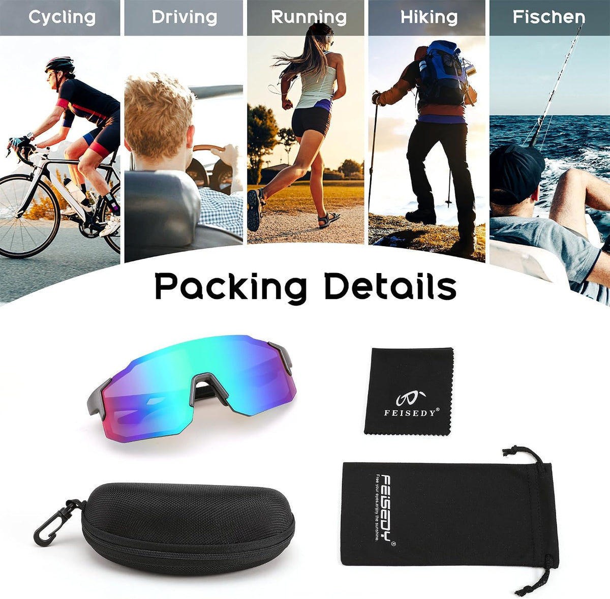 ÉÌƷͼƬ 63 | B0DTYL7JBV | FEISEDY Sports Sunglasses for Men, Women and Teens - Baseball, Biking, Cycling UV400 Protection B2388
