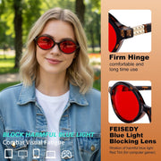 ÉÌƷͼƬ 15 | B0GRTTF33N | FEISEDY Oval Blue Light Glasses for Women Men, Red Lens Anti-Blue Light, Fashion Computer Gaming Eyeglasses B0415