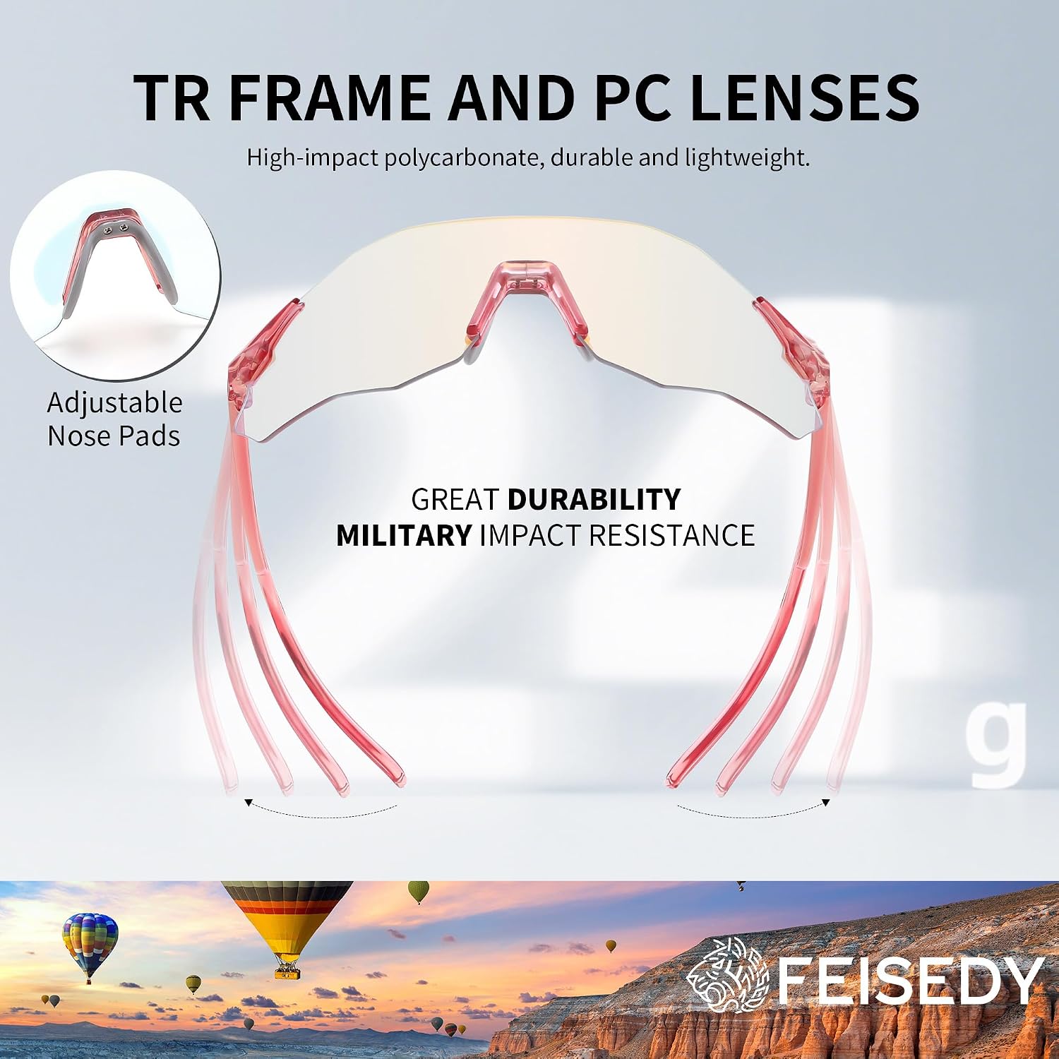 商品图片 5 | B0FHNVLT2X | FEISEDY Photochromic Cycling Glasses for Men Women Mountain Bike Sports Sunglasses UV Protection B0310