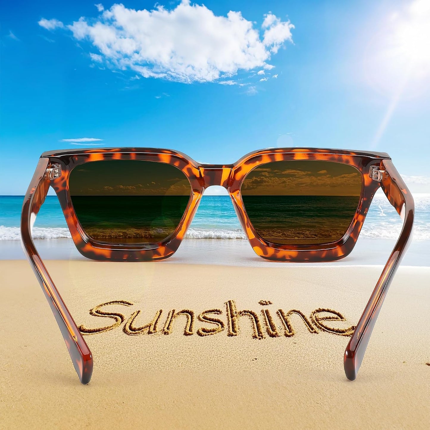 商品图片 19 | B0C9J9VMJL | FEISEDY Sunglasses Men Women Polarized, Chunky Square Thick Frame, Rectangle UV400 Shade Sun Glasses B2396