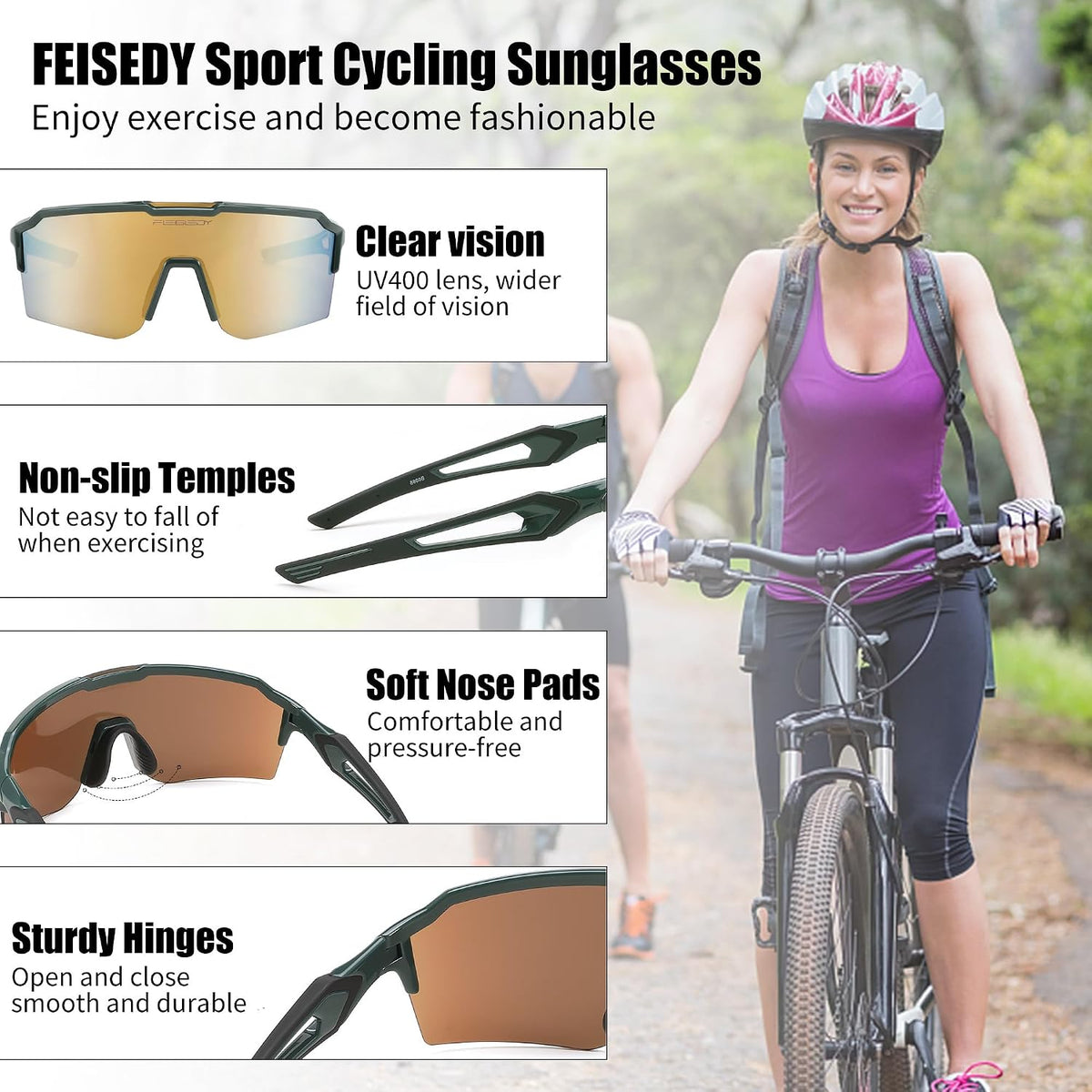 ÉÌƷͼƬ 19 | B0CVWYCSZS | FEISEDY Sports Sunglasses for Men Women Baseball Cycling Running Driving Glasses UV400 B0088