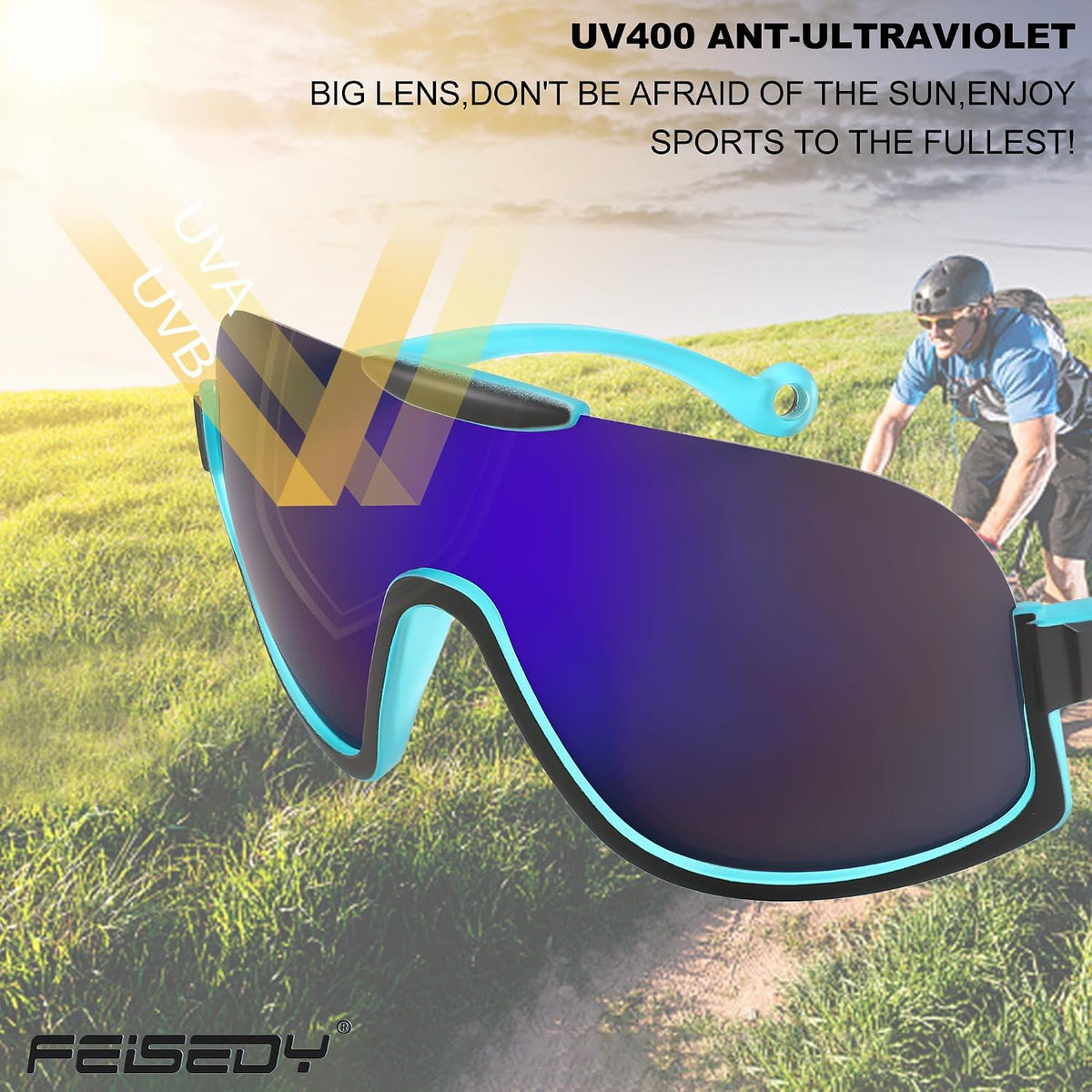 ÉÌƷͼƬ 4 | B0CQT2FXLN | FEISEDY Sunglasses Men Women Oversized Fashion Sports Baseball Fishing Skiing Running Golf Adults Teens Half Frame B0012