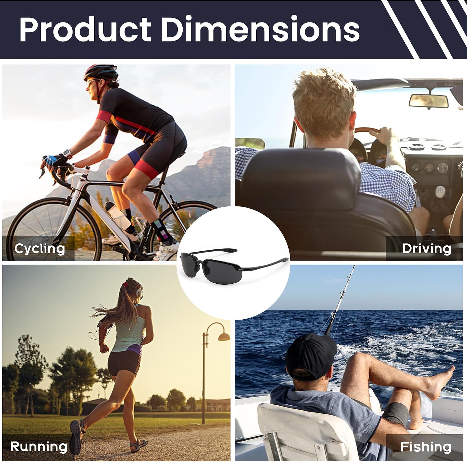 商品图片 6 | B0FY1FT8ZN | FEISEDY Sports Sunglasses for Men Women TR90 Rimless Frame for Running Fishing Driving B0349