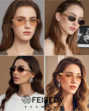 ÉÌƷͼƬ 37 | B0FH4FH8VH | FEISEDY Retro Oval Sunglasses Women Men - Gold Metal Chunky Frame, UV400 for Driving & Daily Wear B0312