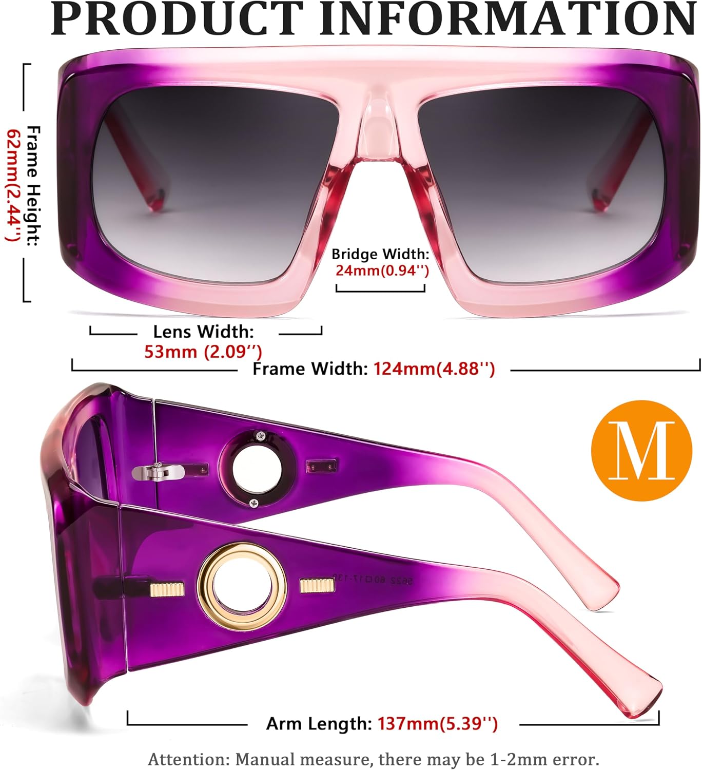 商品图片 13 | B0CYX6Y87W | FEISEDY Retro Oversized Avaitor Sunglasses for Women Men Bold Thick Frame Flat Top Shades B0126