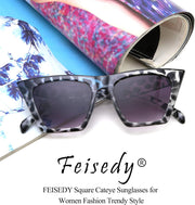 ÉÌƷͼƬ 66 | B0C5378735 | FEISEDY Vintage Square Cat Eye Sunglasses Women Trendy Cateye Sunglasses B2473