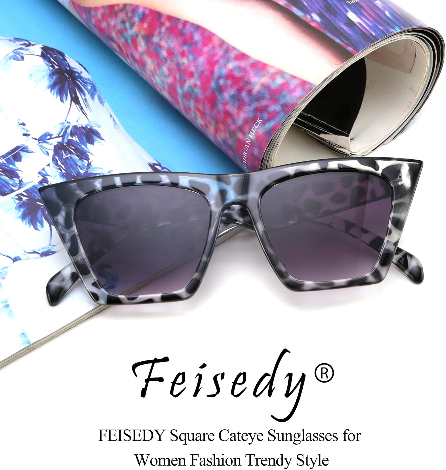 商品图片 66 | B0C5378735 | FEISEDY Vintage Square Cat Eye Sunglasses Women Trendy Cateye Sunglasses B2473