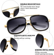 ÉÌƷͼƬ 5 | B0B681YMF5 | FEISEDY Retro Trendy Aviator Sunglasses Women Men Classic Vintage Square Sunglasses 70s Large Metal Shades B2321