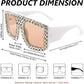 商品图片 27 | B09YHJ846J | FEISEDY Square Diamond Sunglasses for Women Retro Fashion Shiny Rhinestone Sun Glasses B2916