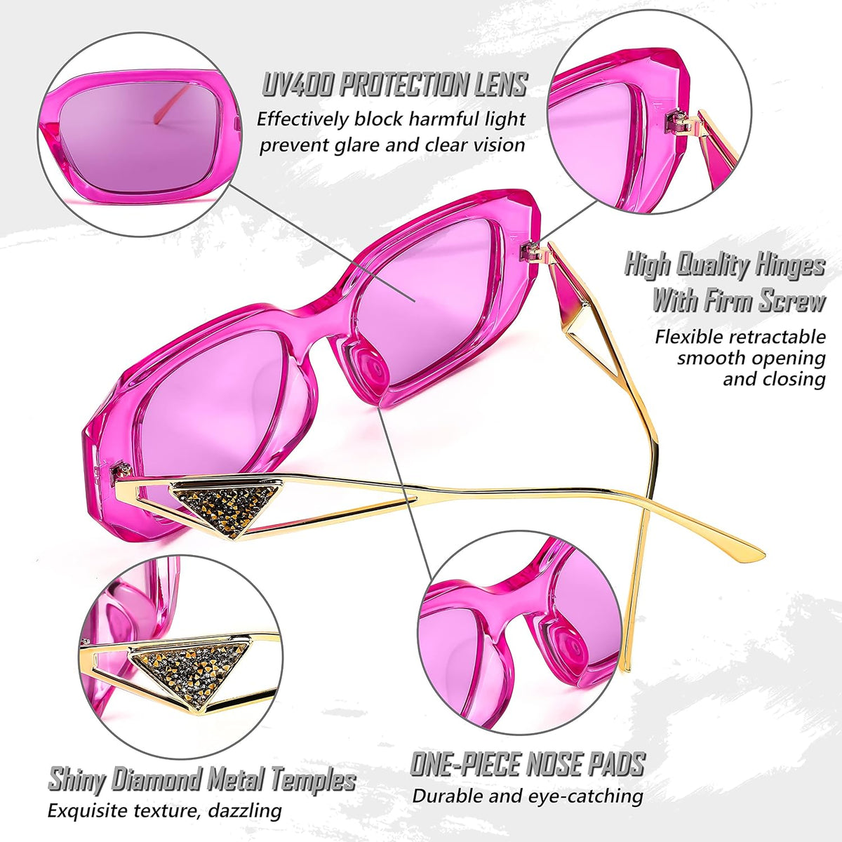 商品图片 13 | B0BV5YP1F2 | FEISEDY Retro Rectangle Sunglasses for Women Trendy Small Square Sunglasses 90s Vintage Shades B2968