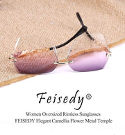 ÉÌƷͼƬ 31 | B083VRLS2Q | FEISEDY Classic Rimless Sunglasses Women Metal Frame Diamond Cutting Lens Sun Glasses B2567