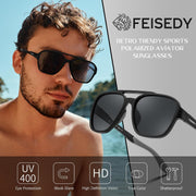 ÉÌƷͼƬ 4 | B0DSVK9L2R | FEISEDY Retro Aviator Polarized Sunglasses Women Men Outdoors B0260