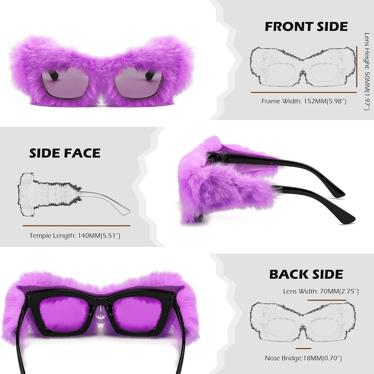 ÉÌƷͼƬ 48 | B09PN9V5N6 | FEISEDY Sunglasses Women Plush Fuzzy Soft Velvet Party Masquerade B2877