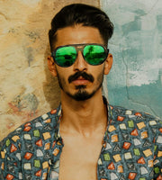 ÉÌƷͼƬ 3 | B0CT8R8S1H | FEISEDY Steampunk with Side Shields Aviator Sunglasses for Men Women 80s Retro Flat Top Oversized Polarized Shades B0096