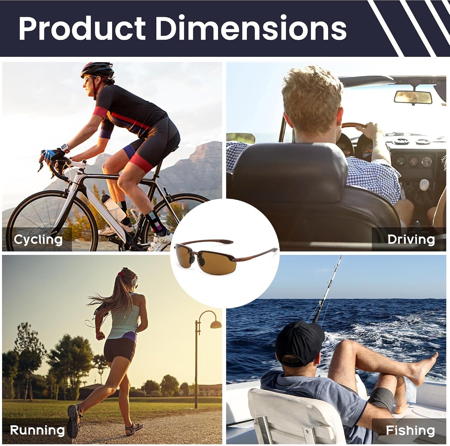 商品图片 12 | B0FY1FT8ZN | FEISEDY Sports Sunglasses for Men Women TR90 Rimless Frame for Running Fishing Driving B0349