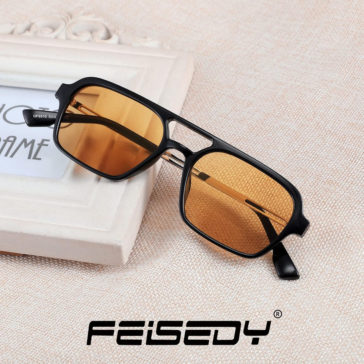 ÉÌƷͼƬ 80 | B0925V3NP4 | FEISEDY Vintage Square 70s Flat Aviator Sunglasses Women Men Metal Design Shades B2752