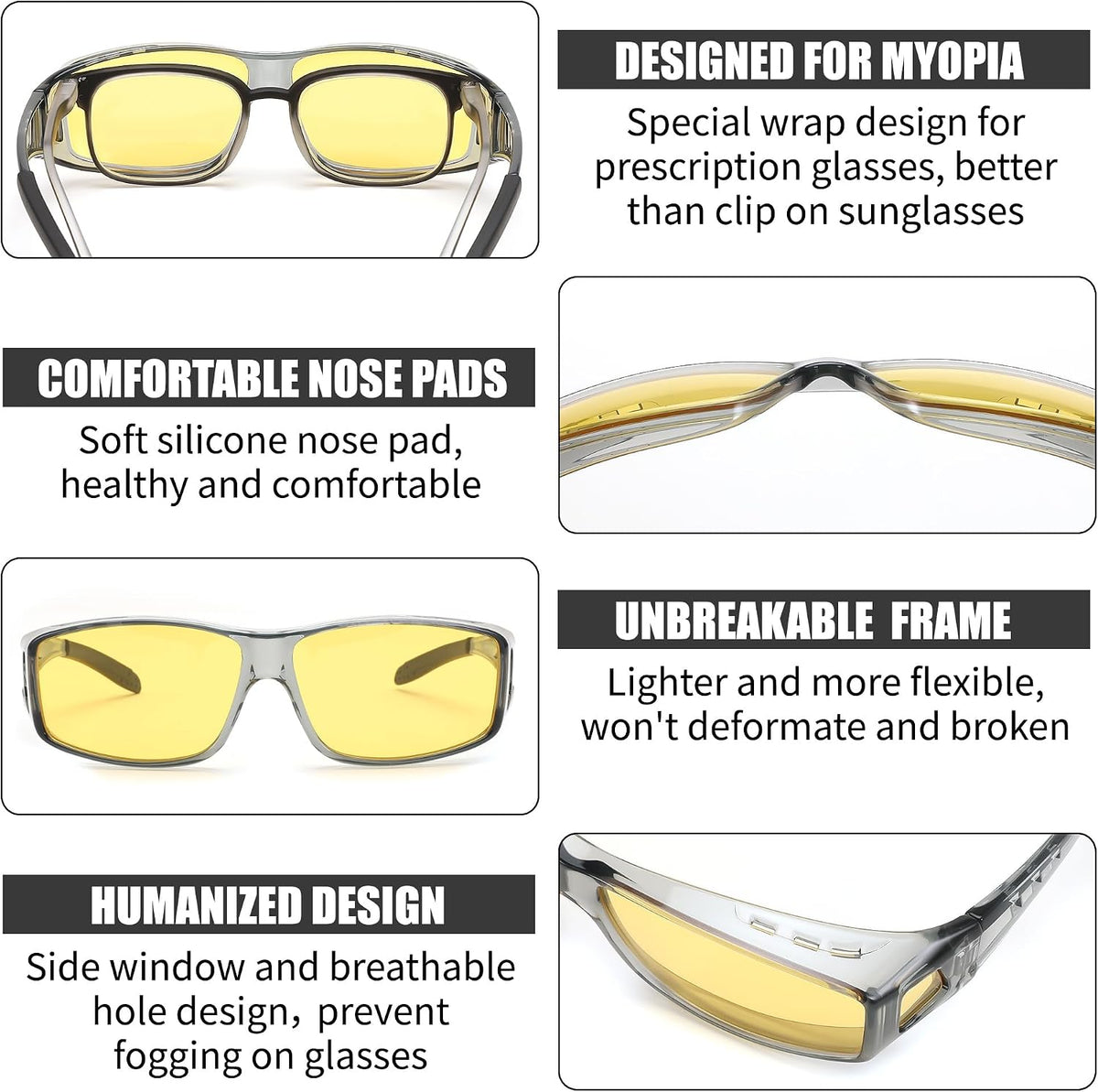 ÉÌƷͼƬ 39 | B089YRDYMP | FEISEDY Polarized Fit Over Glasses Sunglasses Men Women Wrap Around B2593