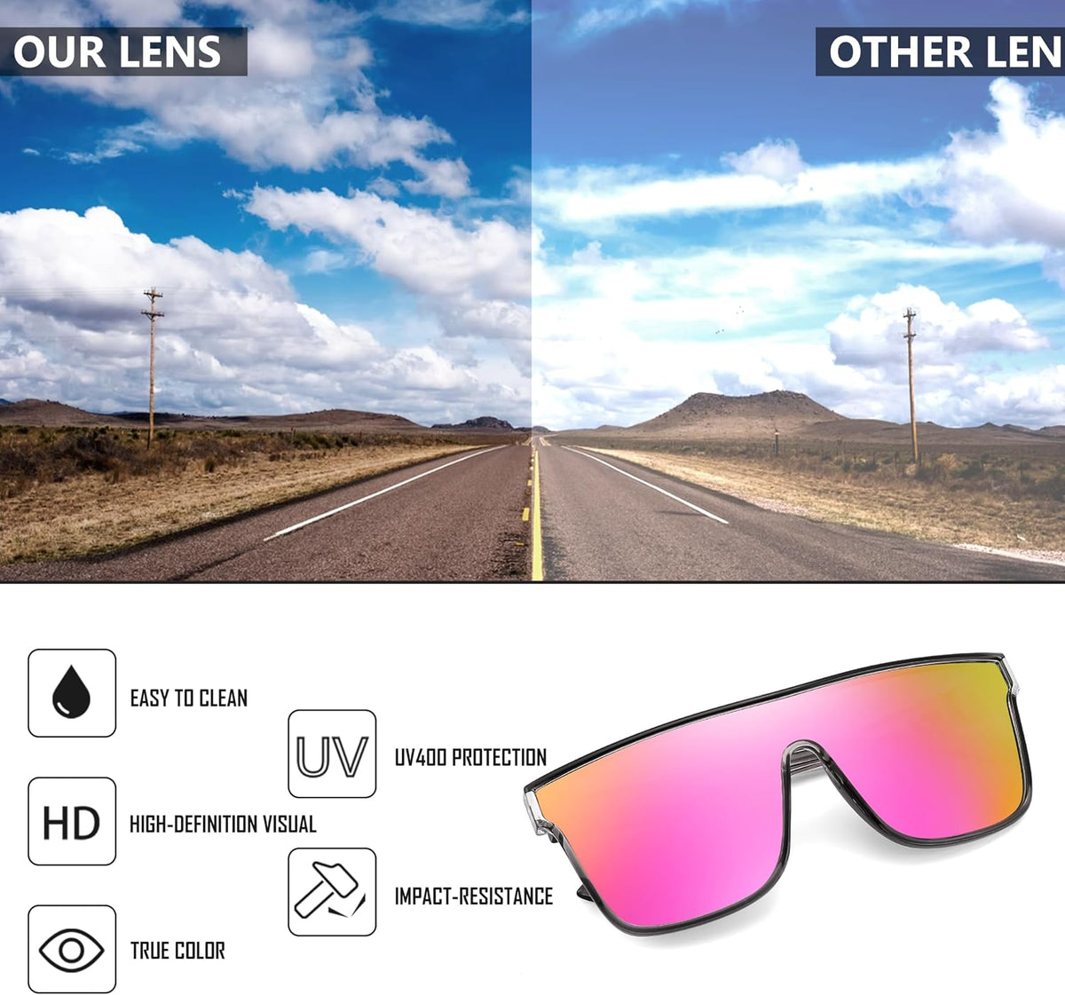 ÉÌƷͼƬ 12 | B0B2836HD6 | FEISEDY Sunglasses for Women Men, Fashion Mirrored Single Lens Shades
