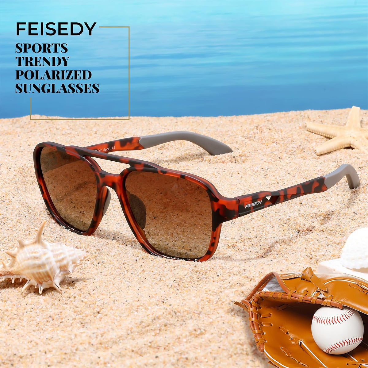 ÉÌƷͼƬ 13 | B0DSVK9L2R | FEISEDY Retro Aviator Polarized Sunglasses Women Men Outdoors B0260