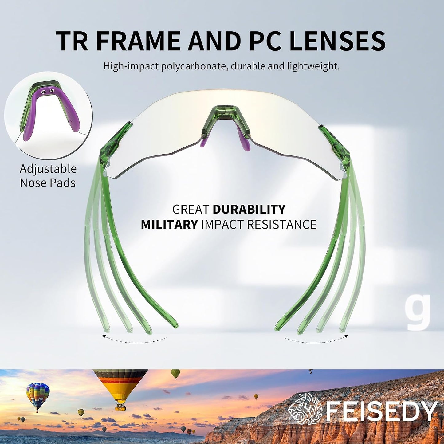 商品图片 13 | B0FHNVLT2X | FEISEDY Photochromic Cycling Glasses for Men Women Mountain Bike Sports Sunglasses UV Protection B0310