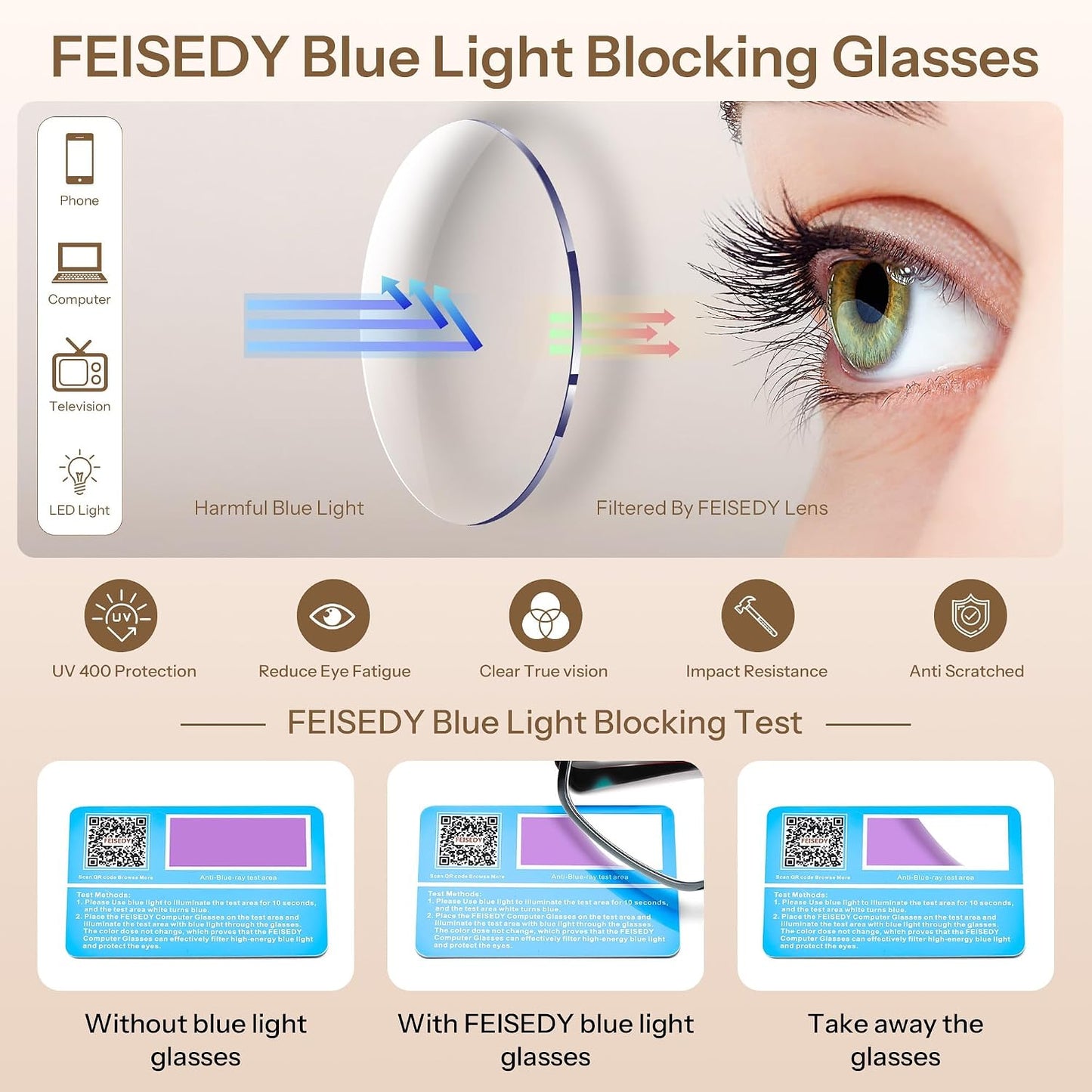 商品图片 26 | B0FZT81LLR | FEISEDY Blue Light Glasses for Women Men TR90 Computer Phone Gaming B0370 | Blue Light Blocking Glasses, Anti Eyestrain and Glare, Soft Comfortable Fit with Spring Hinges