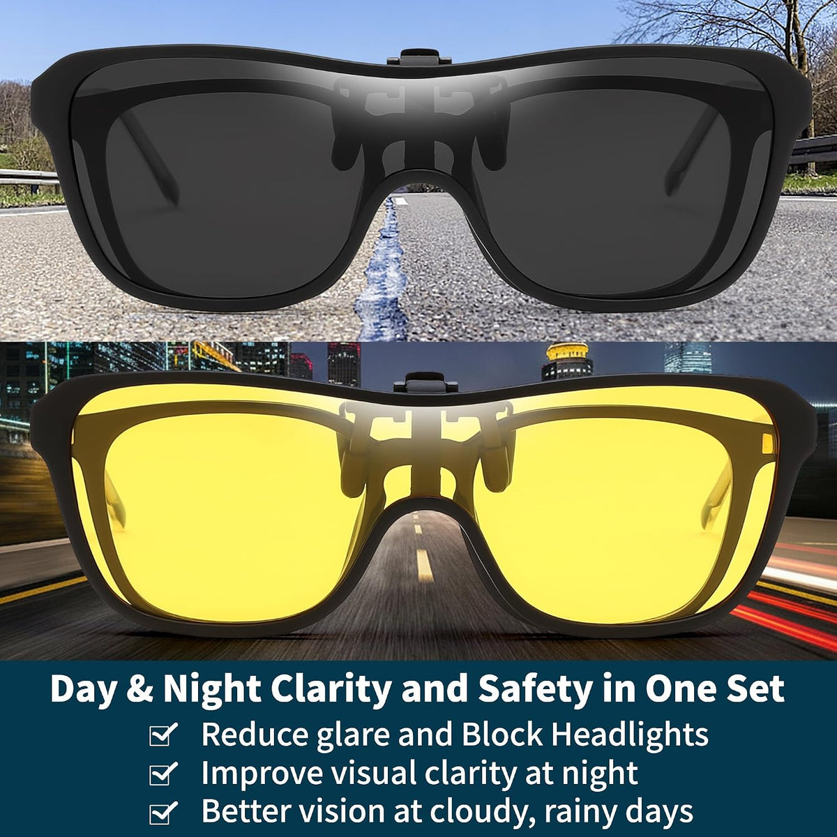 ÉÌƷͼƬ 8 | B0FX3QY3H3 | FEISEDY Polarized Clip-on Flip Up One Piece Sunglasses for Glasses TAC Lenses B0346