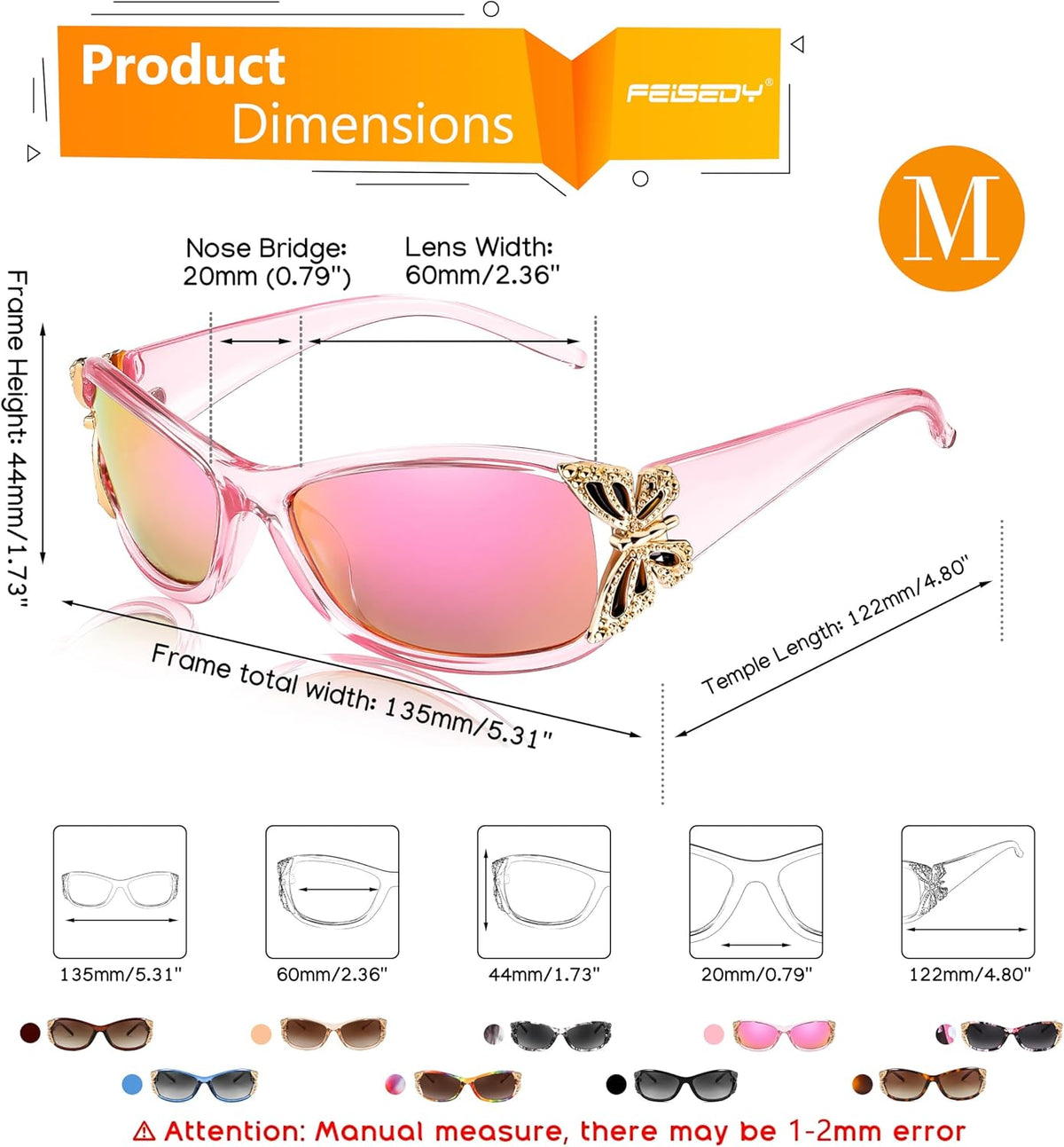 ÉÌƷͼƬ 69 | B0CNRQ7WVZ | FEISEDY Y2K Women Polarized Sunglasses Butterfly Wrap Around UV400 Shades