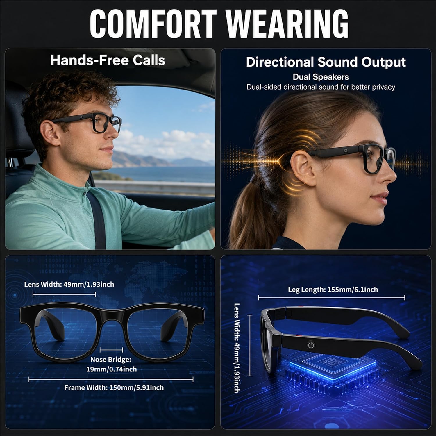 商品图片 4 | B0H6PJ2TJN | FEISEDY AI Smart Glasses with AI Assistant for Travel & Daily Use B0476