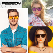 ÉÌƷͼƬ 3 | B0D3M21LQ4 | FEISEDY Square Sunglasses for Women Men Rectangle Classic Sunglasses Designer Thick Frame Shades Sun Glasses UV400 B0166