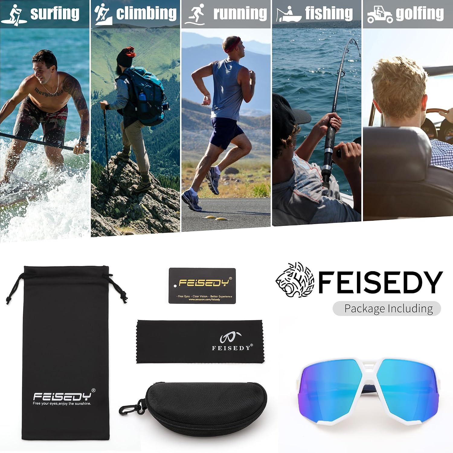 商品图片 13 | B0DN1MVJHV | FEISEDY Polarized Cycling Glasses Sports Sunglasses for Women Men Youth, Running Hiking Baseball Glasses B0215