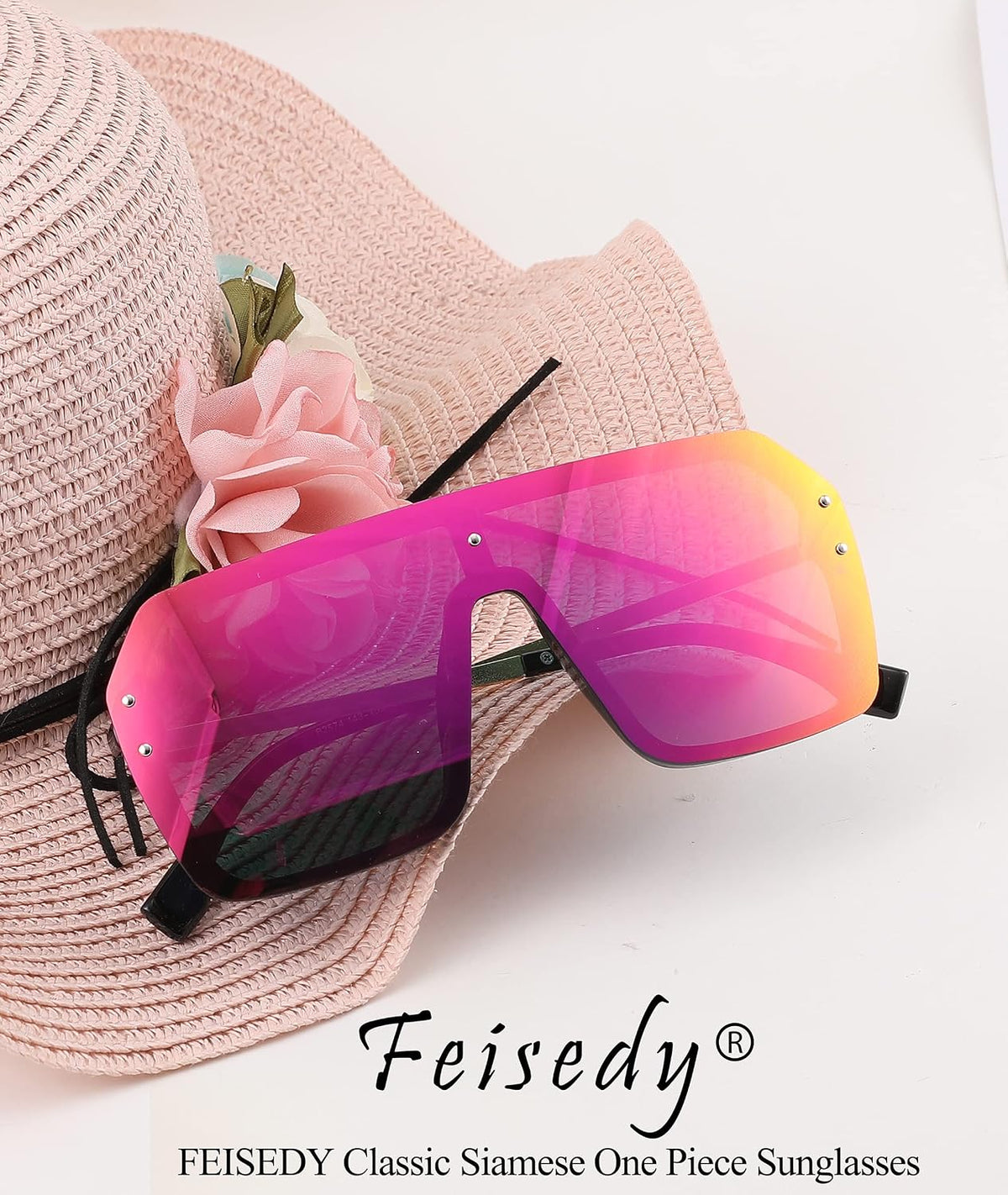 ÉÌƷͼƬ 28 | B0854JYPB2 | FEISEDY Classic Siamese One Piece Sunglasses Nice Rimless Stylish Retro Design for Women Men B2574