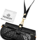 Matte Black | B0H4R4G9T9 | FEISEDY Soft Crocodile Textured Leather Sunglass Bag, Portable Glasses Pouch With Button Clip Wrist Strap B0366