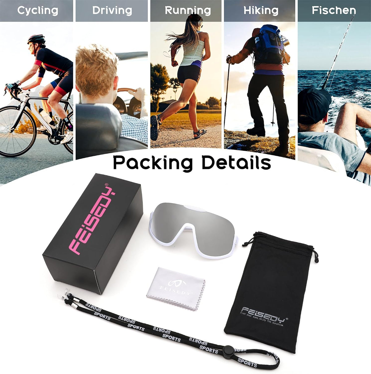 ÉÌƷͼƬ 35 | B0CQT2FXLN | FEISEDY Sunglasses Men Women Oversized Fashion Sports Baseball Fishing Skiing Running Golf Adults Teens Half Frame B0012
